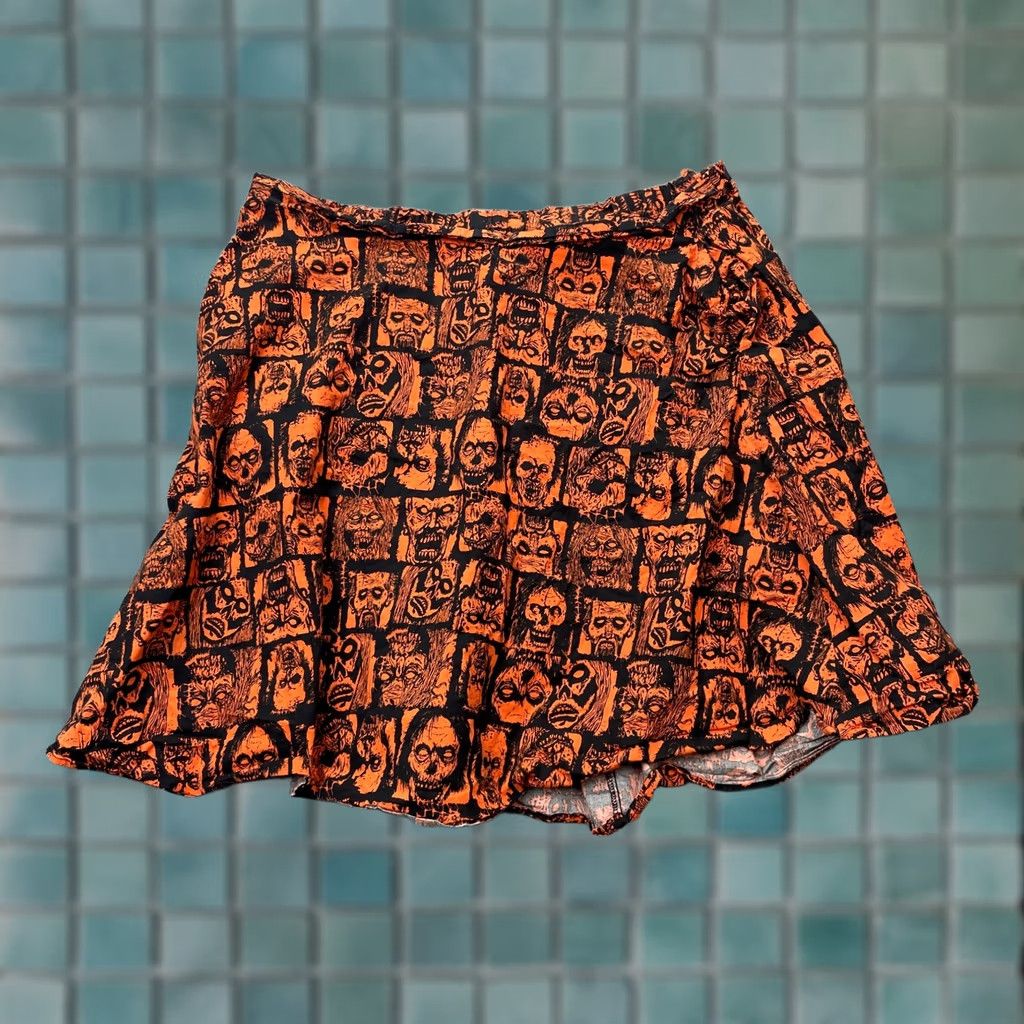 Vintage VINTAGE Social Collision Skirt Womens 2 Orange Cotton Horror Hyperlinks? Wait Size 26" / US 2 / IT 38 - 1 Thumbnail