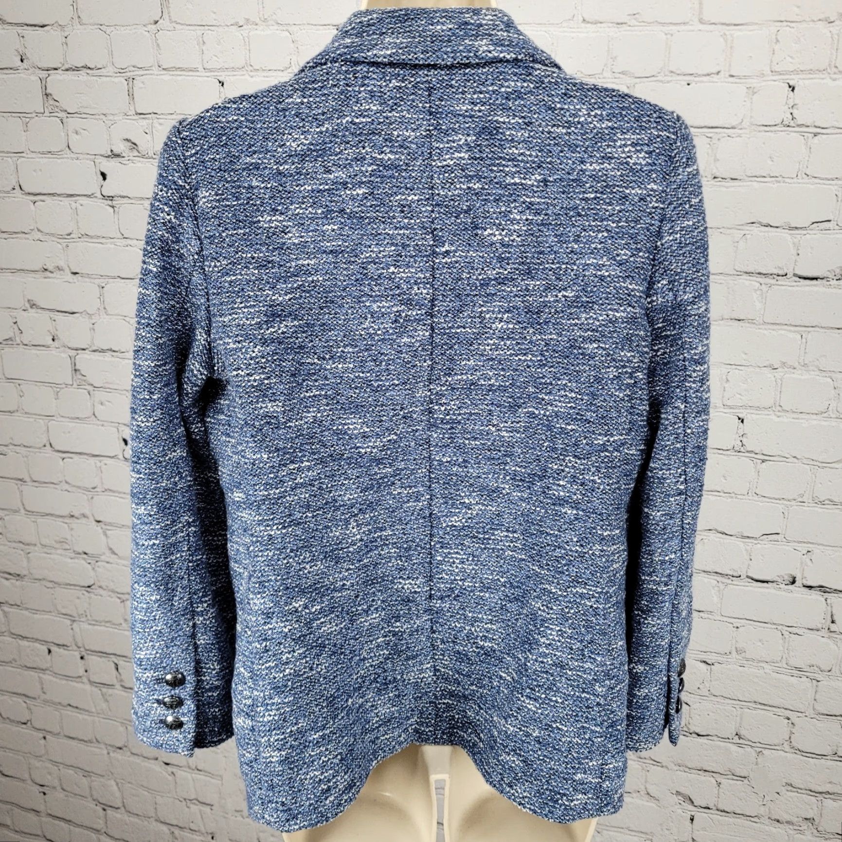 Talbots Talbots Blue Textured Double Breasted Button Notch Blazer Suit Jacket Petite 8P Women Size M / US 6-8 / IT 42-44 - 2 Thumbnail