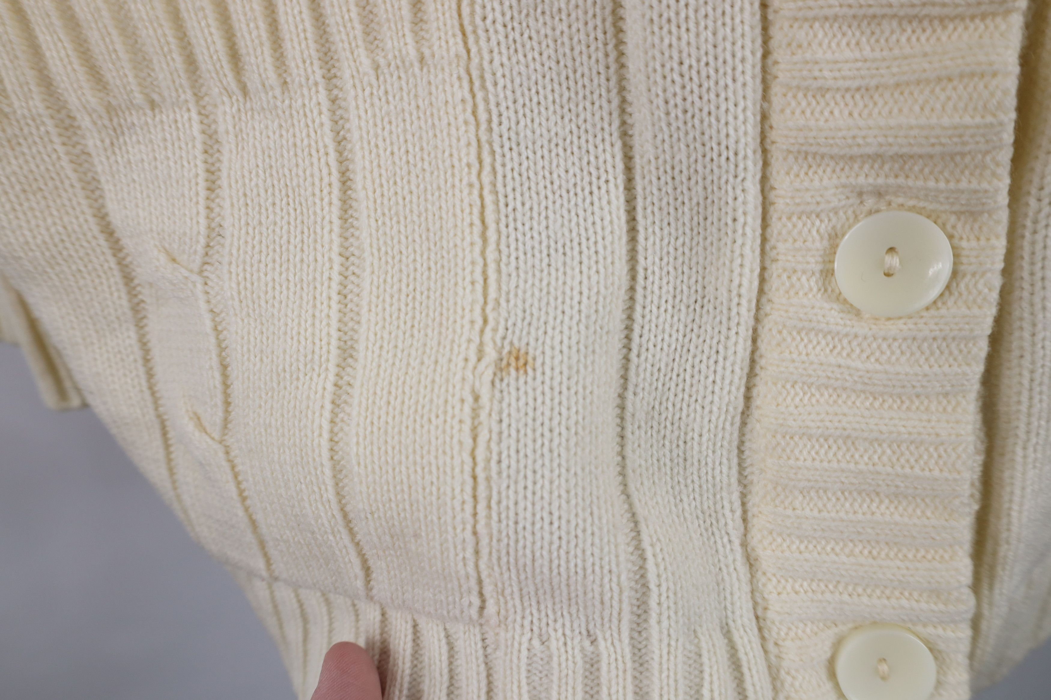 Vintage Vintage 70s Streetwear Ribbed Knit Cardigan Sweater Cream Size S / US 4 / IT 40 - 5 Thumbnail
