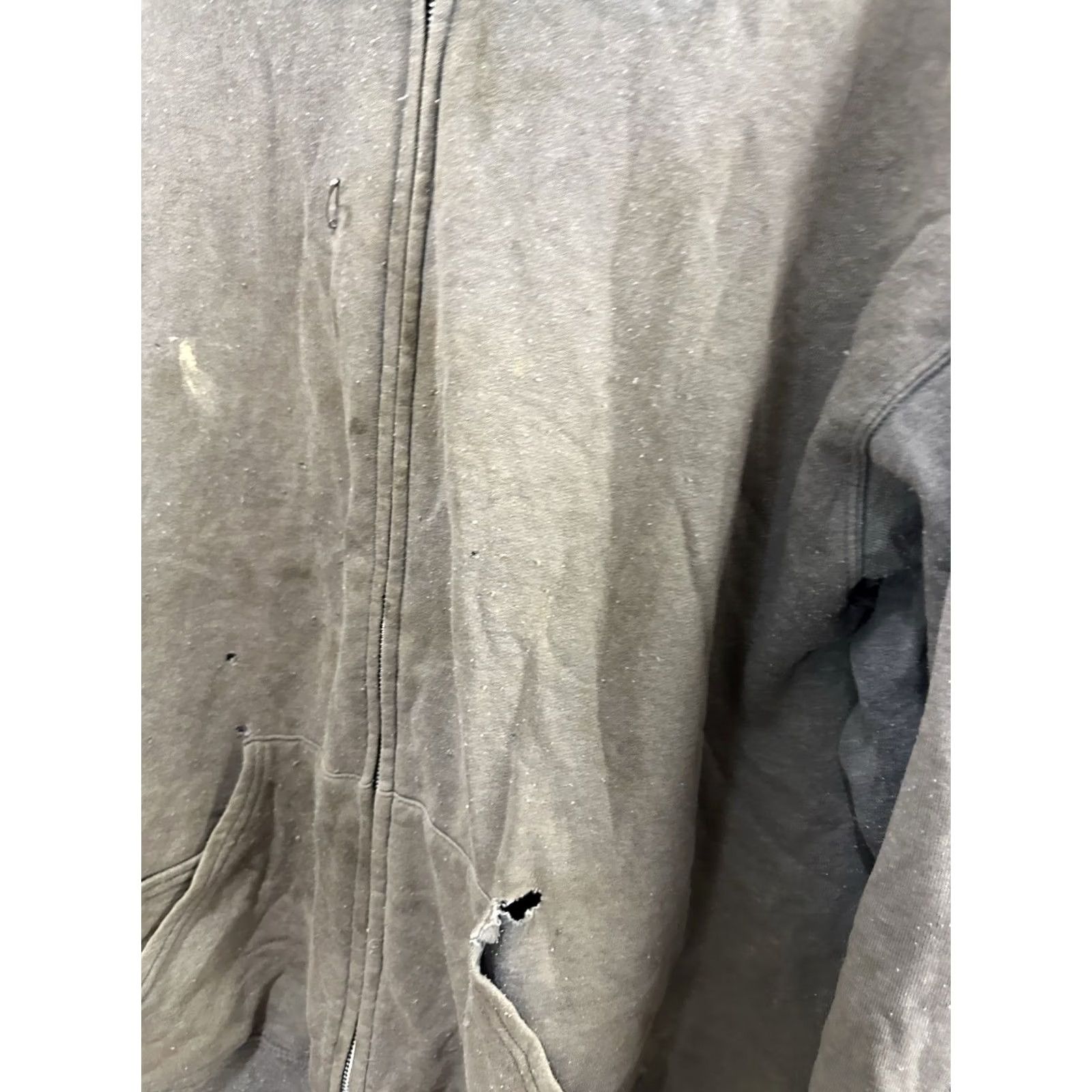 Fruit Of The Loom VTG Gradient Sun Faded Worn WIP Thrashed Distressed Grunge Zip Hoodie 2XL Men Gray Full Zip WIP Workwear Thrash Mens Hoodie Size US XXL / EU 58 / 5 - 8 Thumbnail
