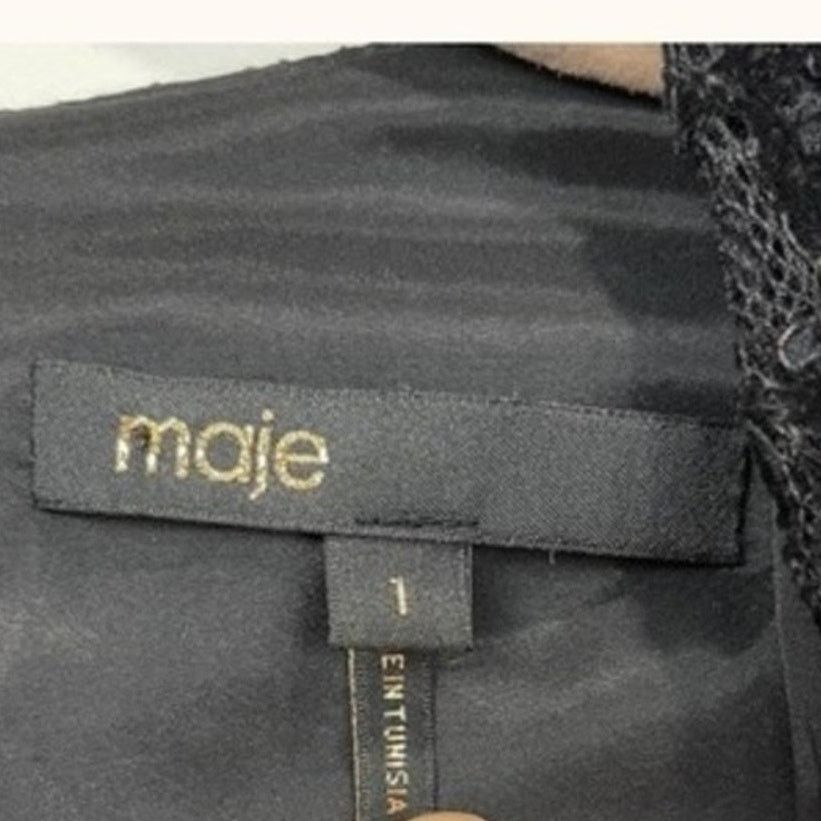 Maje Maje | Rimael Black Velvet Flocked Lace Mini Dress Size 1 Size S / US 4 / IT 40 - 5 Thumbnail
