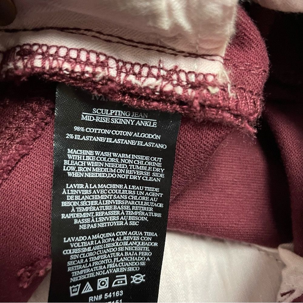 Other Ivanka Trump Maroon Sculpting Mid Rise Skinny Ankle Jean Si Size 36" / US 14 / IT 50 - 7 Thumbnail