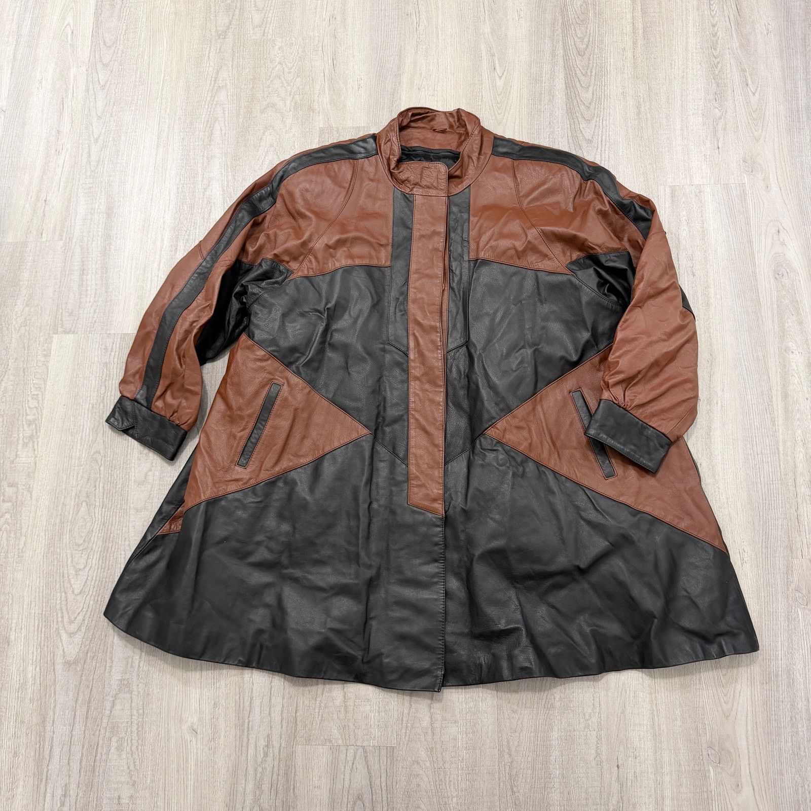 Vintage Romans Patchwork Leather Jacket Women's 1X Black