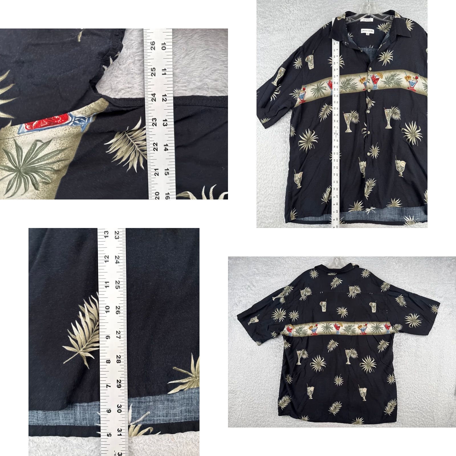Pierre Cardin Pierre Cardin Shirt Adult 2XL XXL Black Floral Hawaiian 100% Rayon Button-Up Cocktails Size US XXL / EU 58 / 5 - 8 Thumbnail