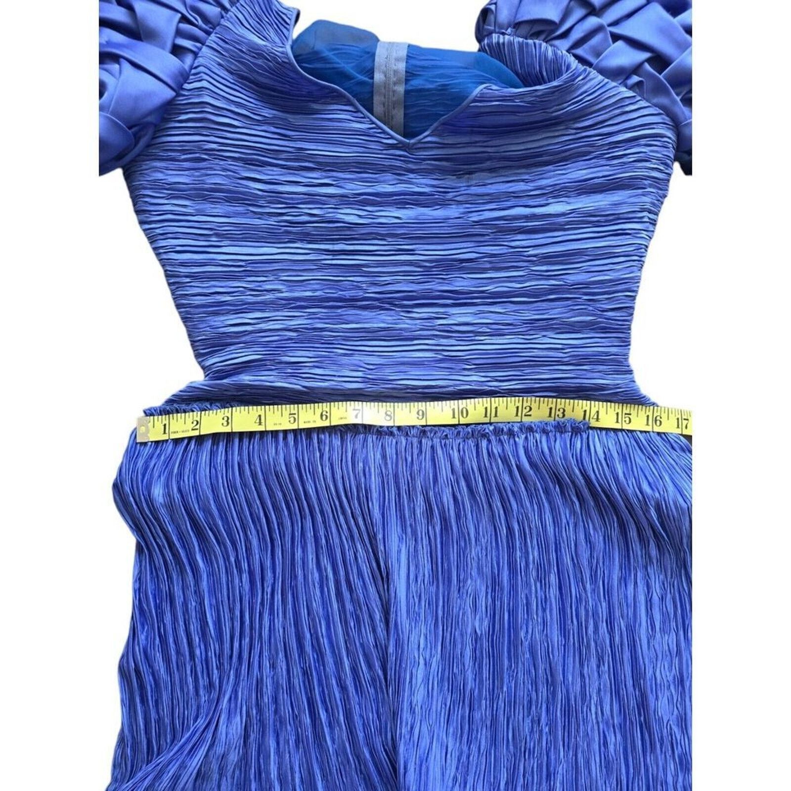Mary McFadden Vintage Mary McFadden Blue Pleated Plisse dress gown S,M Size S / US 4 / IT 40 - 8 Thumbnail
