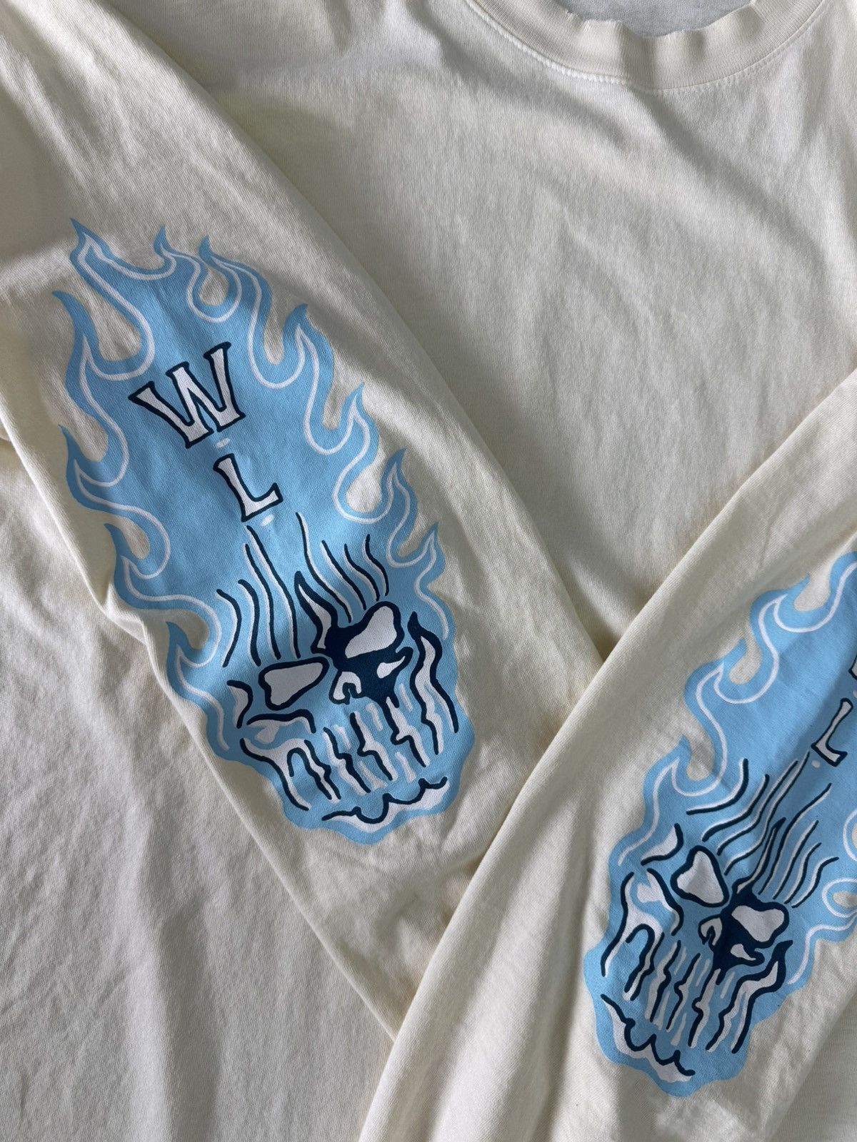 Warren Lotas Warren Lotas Flaming Skull Cream Longsleeve Shirt Size US XL / EU 56 / 4 - 2 Thumbnail
