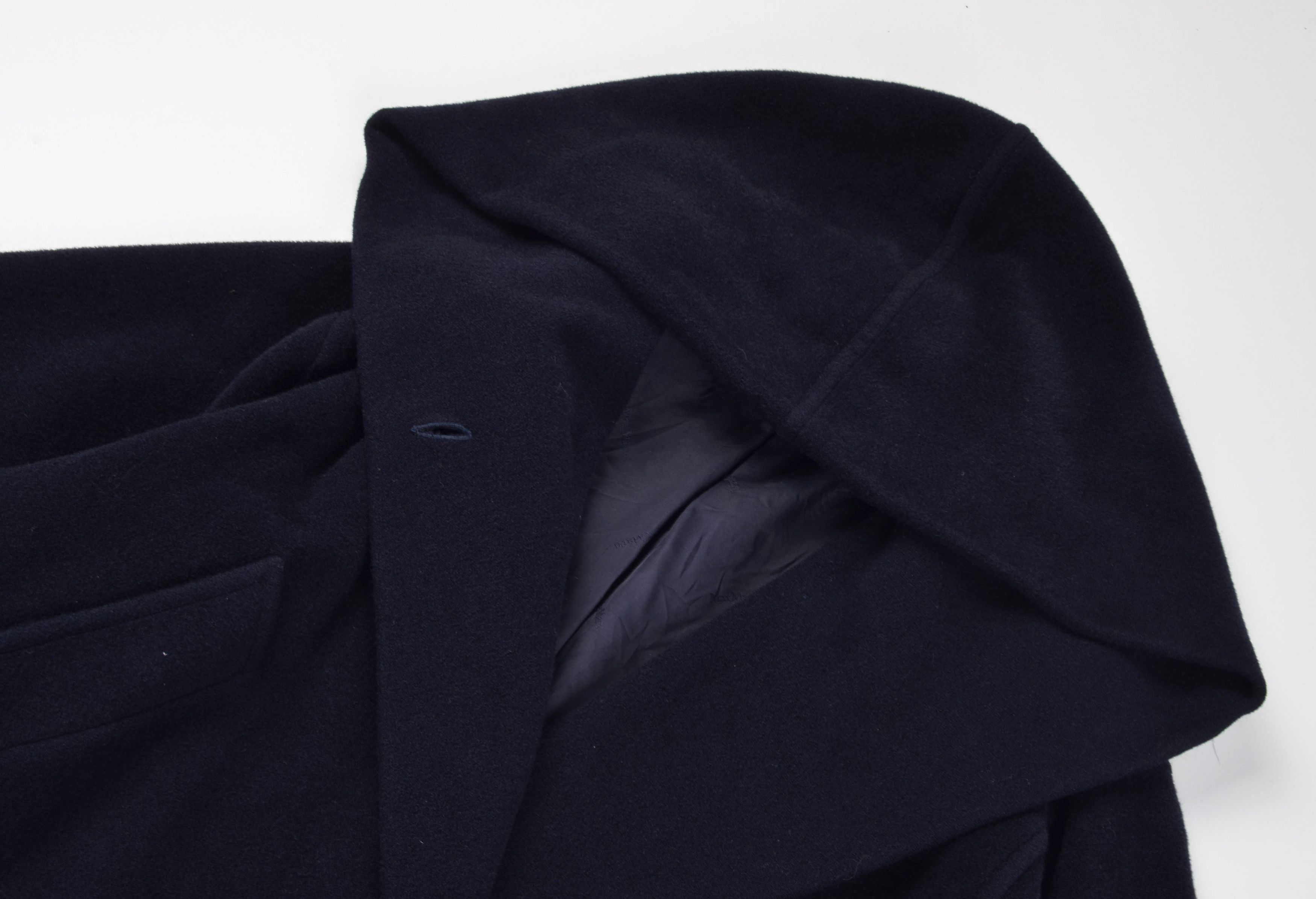 Max Mara Vintage Max Mara 80's Navy Oversized Wool Hooded Coat Size L / US 10 / IT 46 - 7 Thumbnail