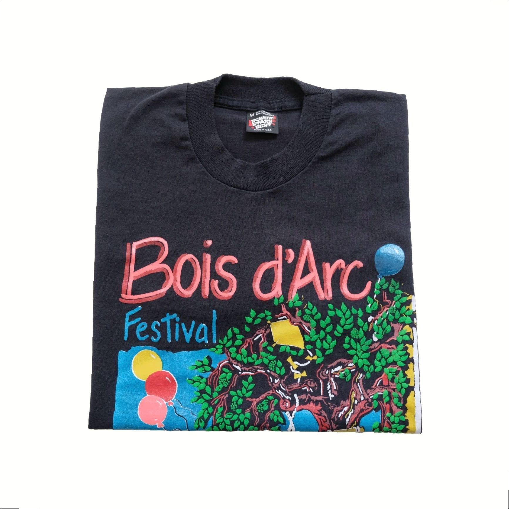 Fruit Of The Loom VINTAGE FRUIT OF THE LOOM T-SHIRT Graphic 90s Art Festival Bois d’Arc Bonham TX M Black Mens Size US M / EU 48-50 / 2 - 2 Thumbnail