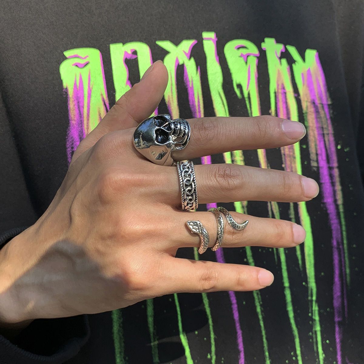 Other Snake Modern Jewelry Rings Open Size Chrome Ring (Size 7-13) Size ONE SIZE - 2 Thumbnail
