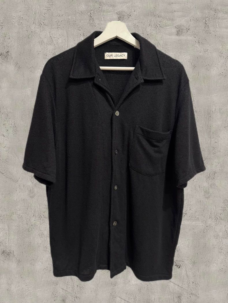 Our Legacy Our Legacy size46 Black towel fabric short-sleeved shirt Size US S / EU 44-46 / 1 - 1 Thumbnail