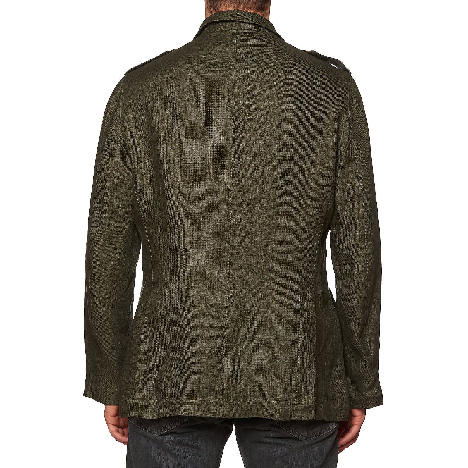 Brunello Cucinelli BRUNELLO CUCINELLI Olive Green Linen Safari Field Jacket Size US M / EU 48-50 / 2 - 3 Thumbnail