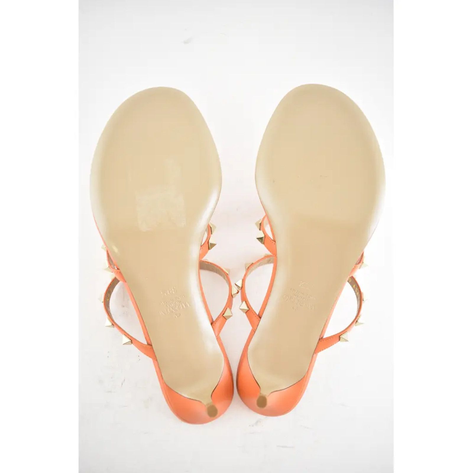 Valentino Valentino Rockstud 50 Orange Thong Backless Strap Sandal Size US 9.5 / IT 39.5 - 12 Thumbnail