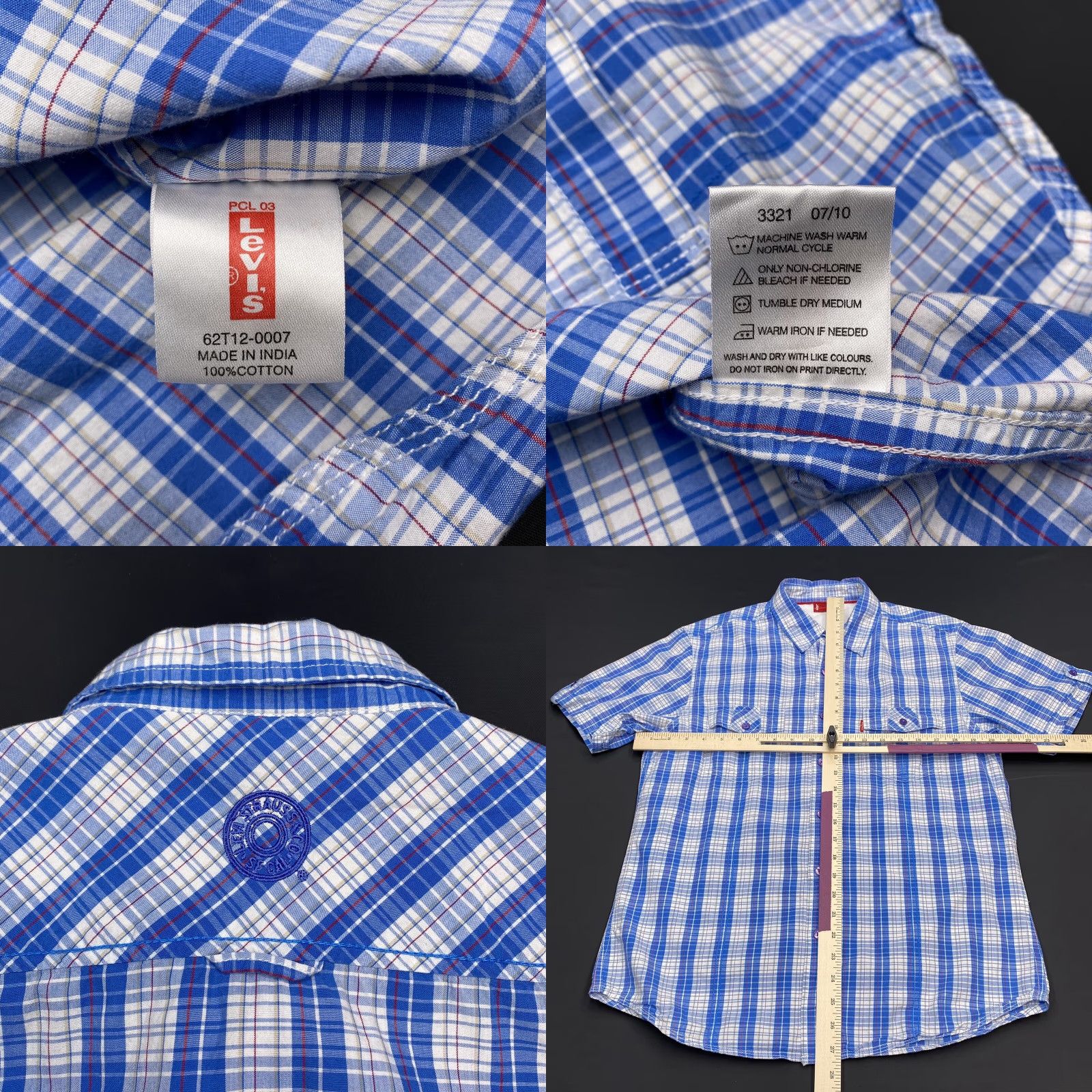 Levi's Levis Red Tab Shirt Adult Large Blue Front Pockets Plaid Button Up Mens Size US L / EU 52-54 / 3 - 8 Thumbnail