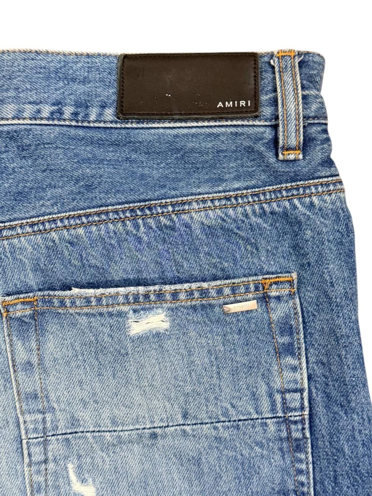 Amiri Amiri Destroyed Shotgun Wide Leg Jean Blue Size 29 Size US 29 - 5 Thumbnail