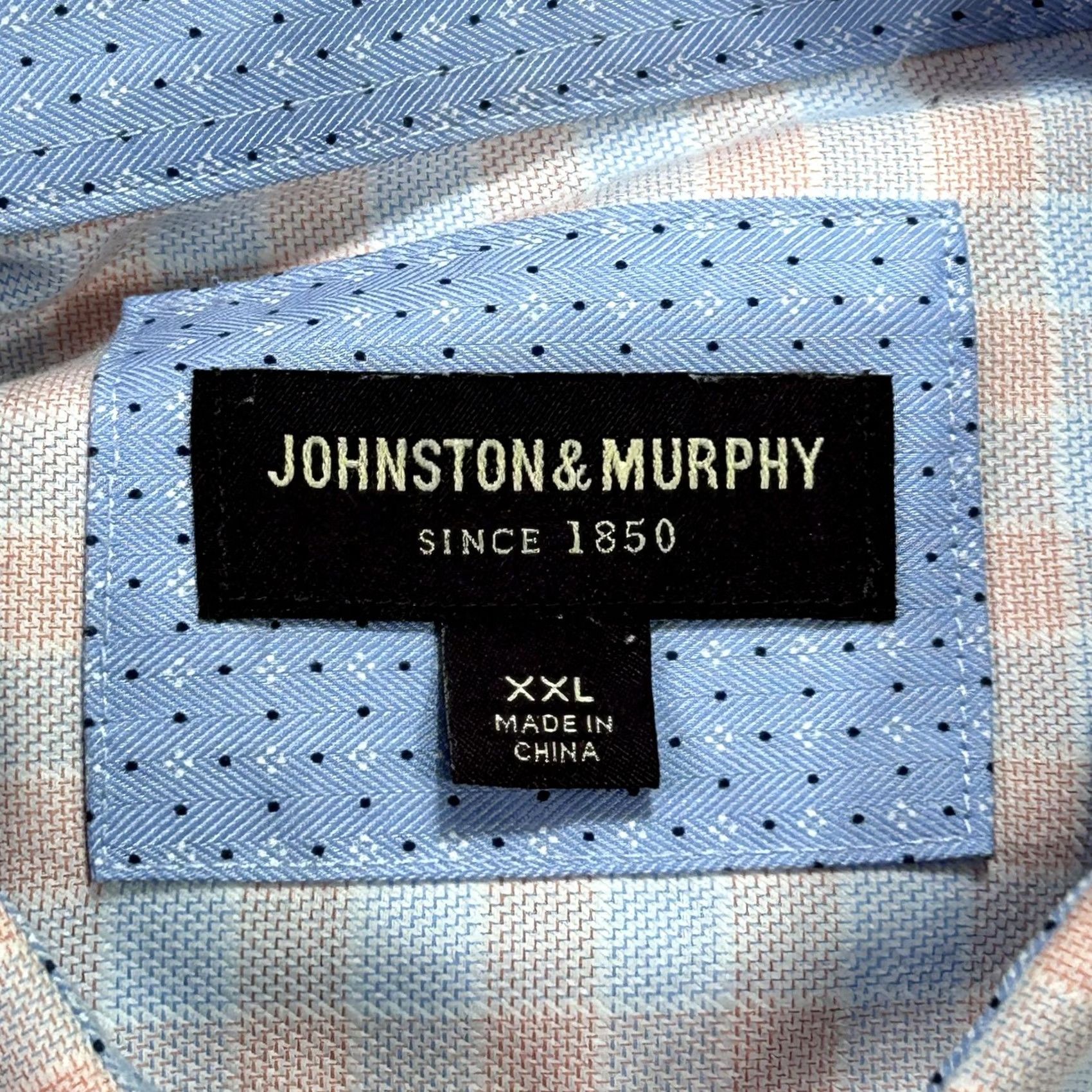 Johnston & Murphy Johnston & Murphy Shirt Mens 2XL Blue Pink Gingham Check Button Down Long Sleeve Size US XXL / EU 58 / 5 - 5 Thumbnail