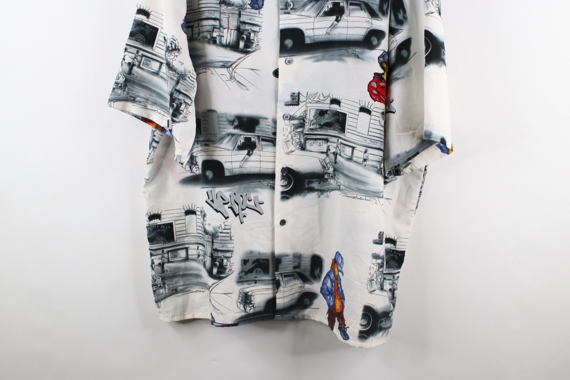 Vintage 90s Streetwear Baggy Hip Hop Graffiti Button Shirt