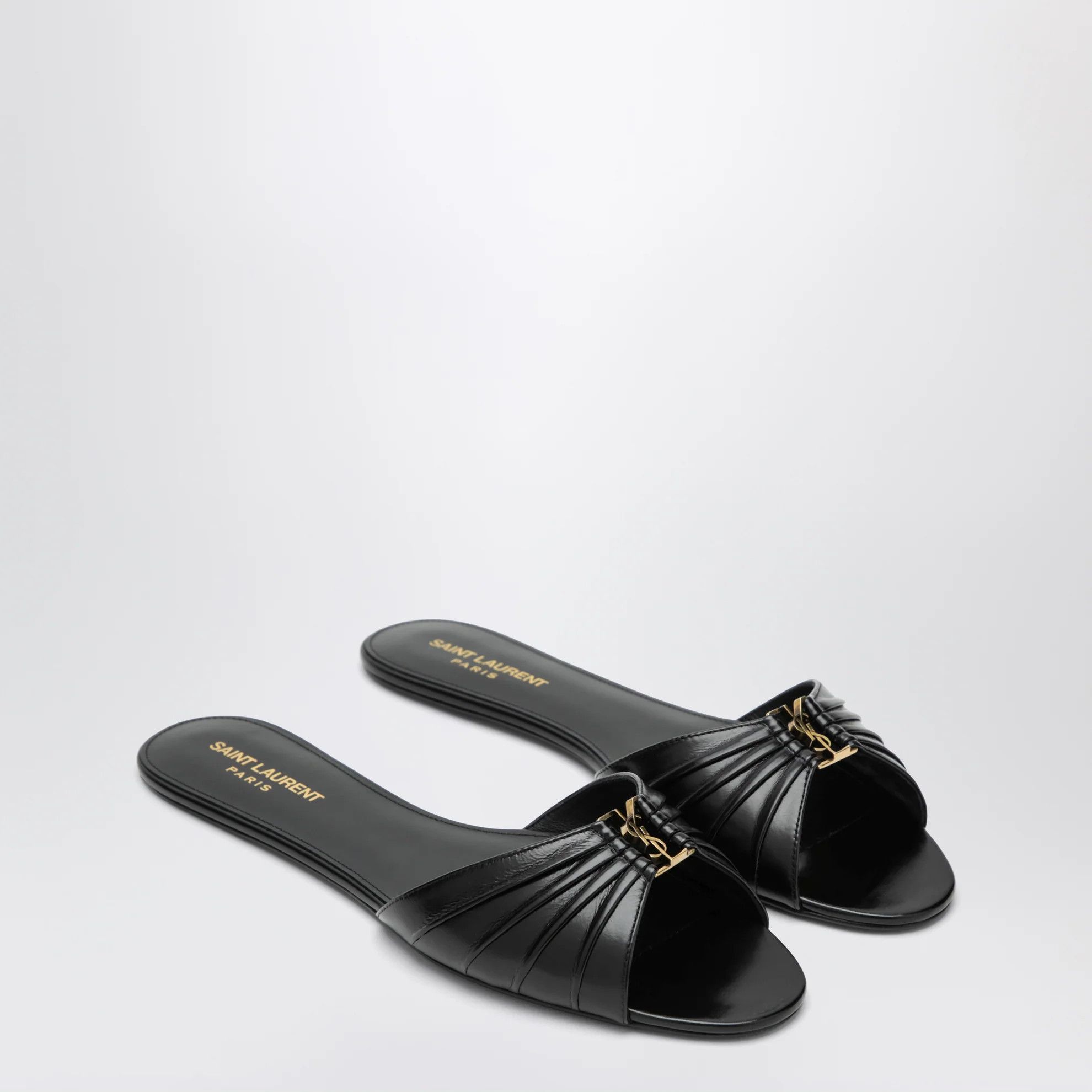 Saint Laurent Paris o1d2blof0526 Smooth Leather Sandal Flats in Black Size US 6.5 / IT 36.5 - 2 Thumbnail