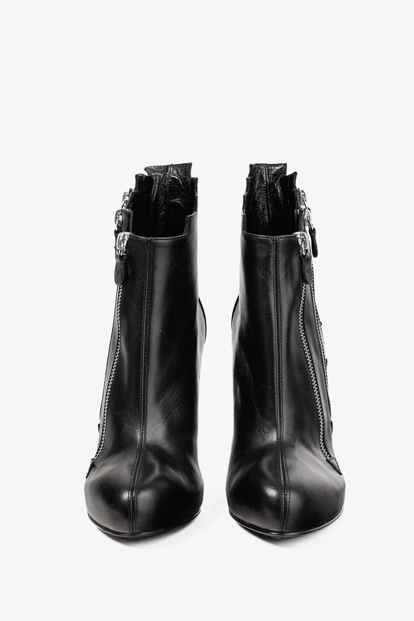 Giuseppe Zanotti Giuseppe Zanotti Black Round-Toe Multi-Zip Booties Size US 7.5 / IT 37.5 - 2 Thumbnail