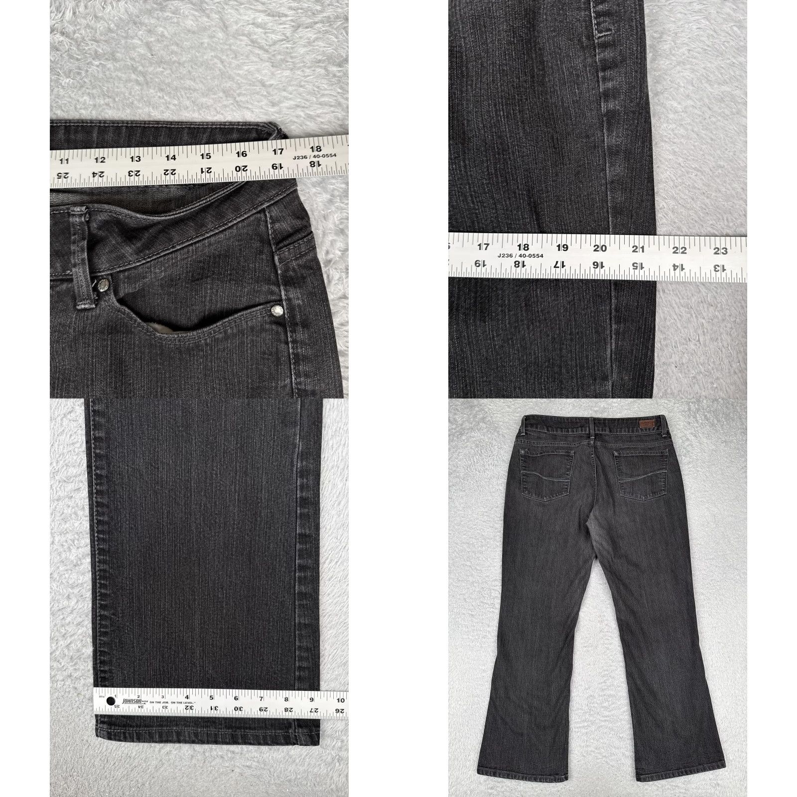 Lee Riders by Lee Jeans Womens 14P Gray Bootcut 34x28 Mid Rise Denim Stretch 5-Pocket Zipper Button Size 36" / US 14 / IT 50 - 9 Thumbnail