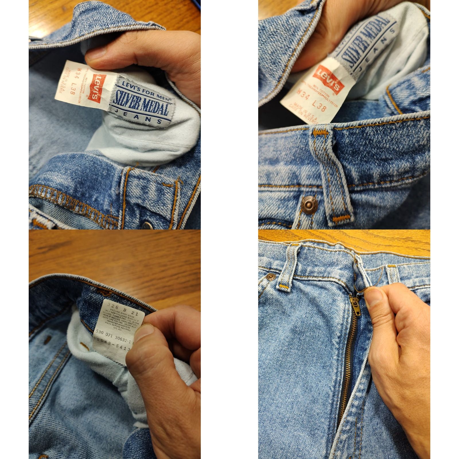 Levi's VINTAGE Levi's Silver Medal Tab Jeans Mens 33x37 Blue Denim 90s USA Made Size US 33 - 8 Thumbnail