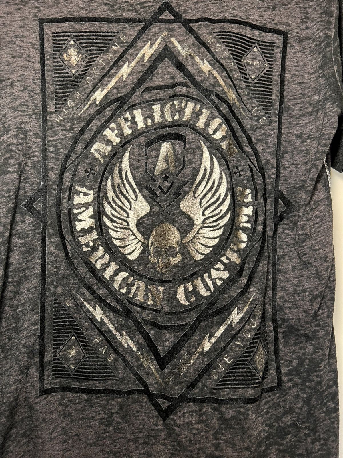 Affliction Vintage Affliction metallic skull and wing sheer T-shirt Size US XL / EU 56 / 4 - 5 Thumbnail