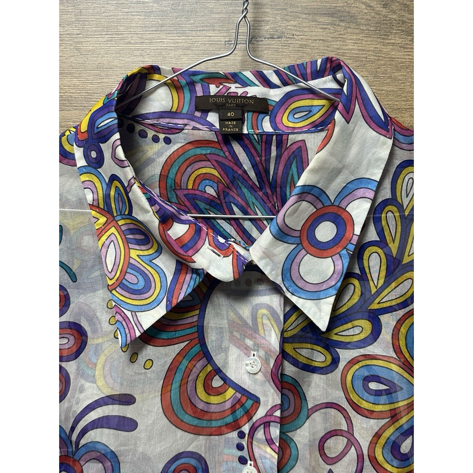 Louis Vuitton Louis Vuitton Abstract Floral Women’s Silk Shirt Brooches Size M / US 6-8 / IT 42-44 - 4 Thumbnail