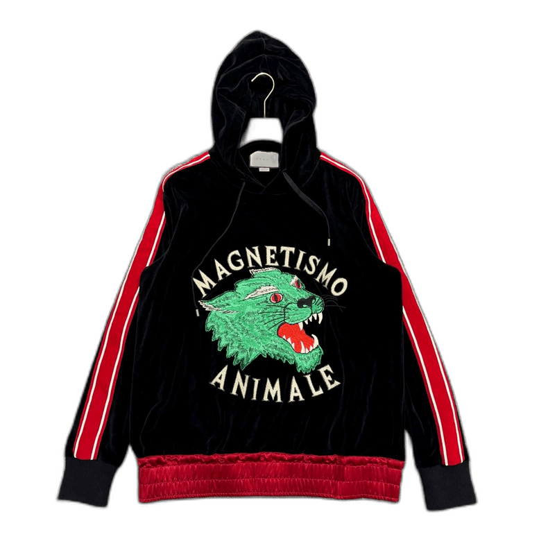 Gucci Gucci Velvet Hoodie with Green Wolf Design-2505 Size US XXL / EU 58 / 5 - 1 Thumbnail