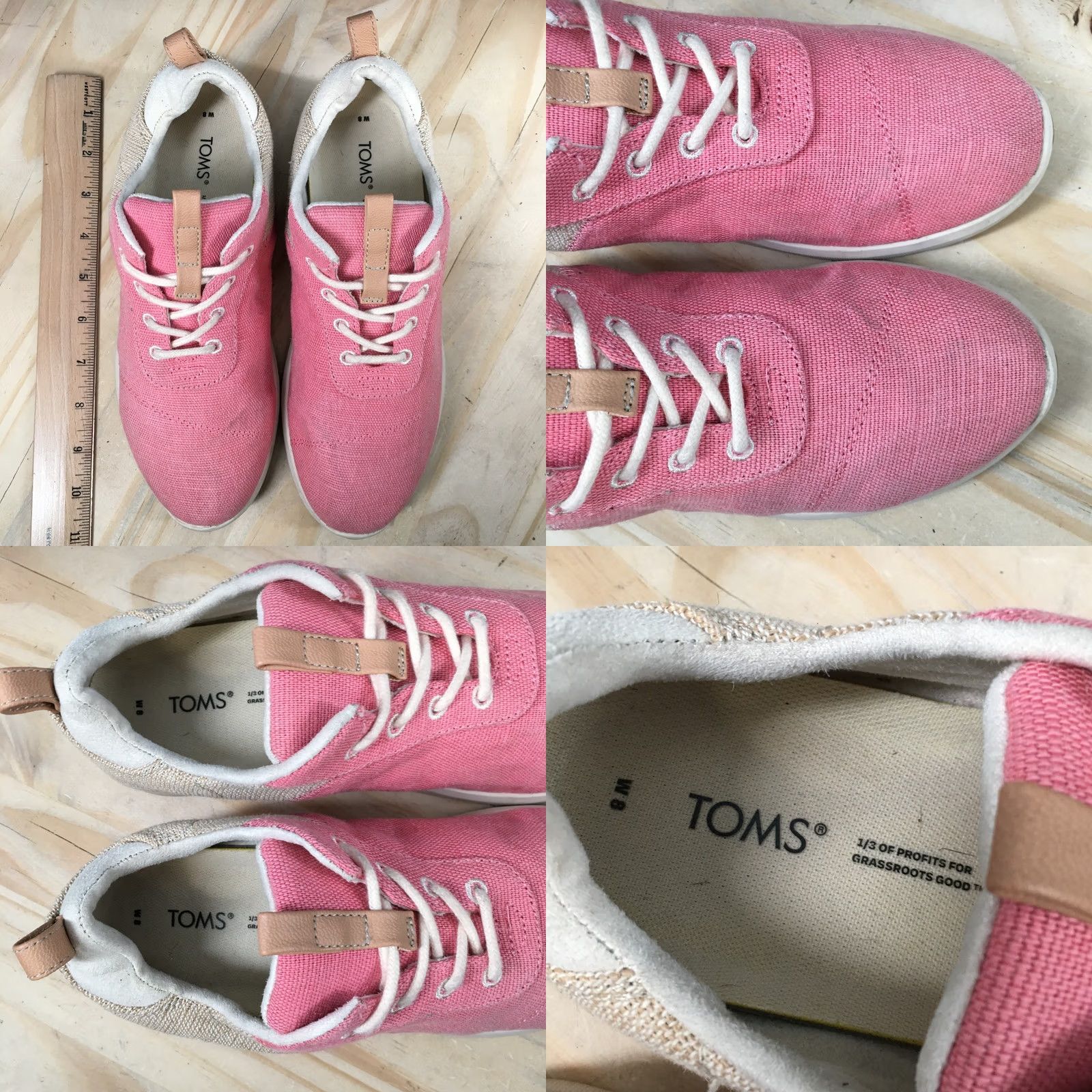 Toms TOMS Sneaker Womens 8 Pink Cabrillo Round Toe Laced Up Casual Canvas 10019097 Size US 8 / IT 38 - 8 Thumbnail