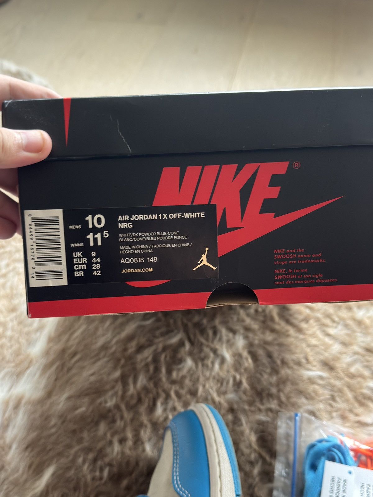 Jordan Brand × Off-White OFF WHITE x Air Jordan 1 Retro High OG UNC Size US 10 / EU 43 - 8 Thumbnail