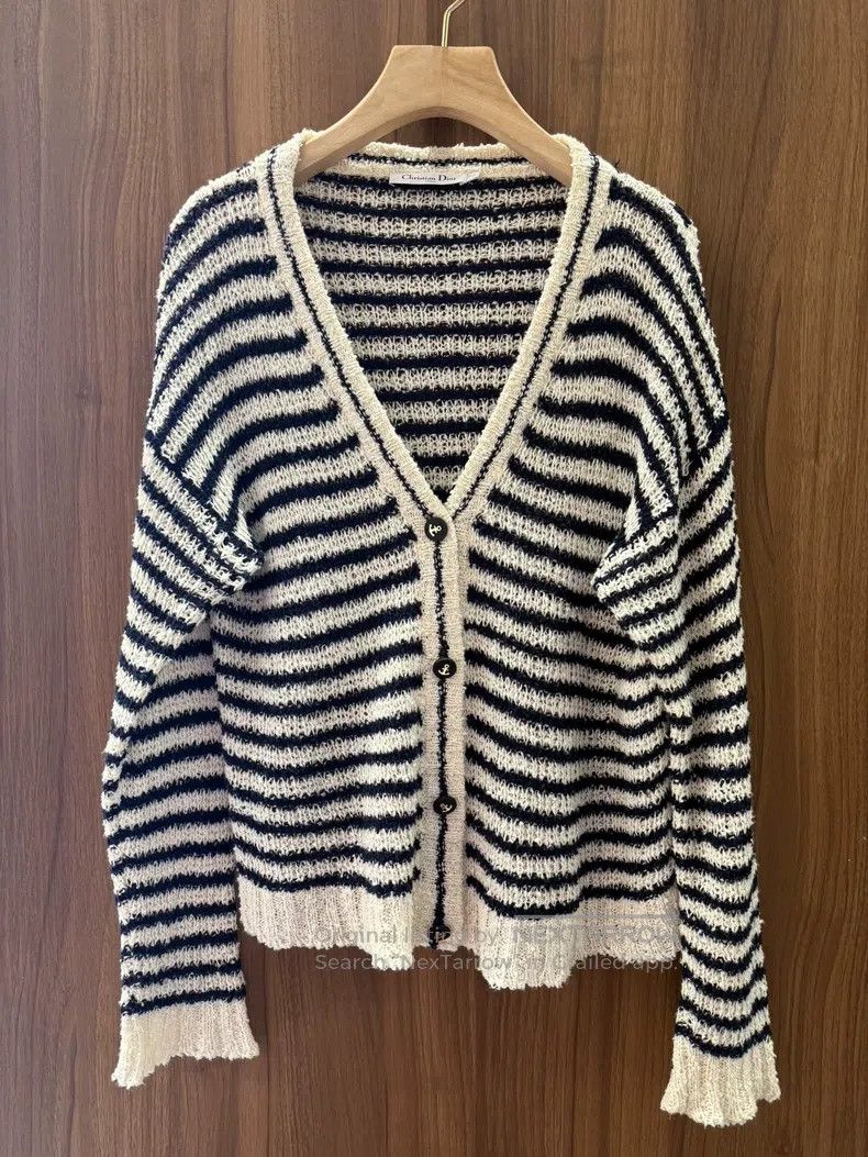 Dior Dior Black and white striped knitted cardigan coat Size S / US 4 / IT 40 - 1 Thumbnail