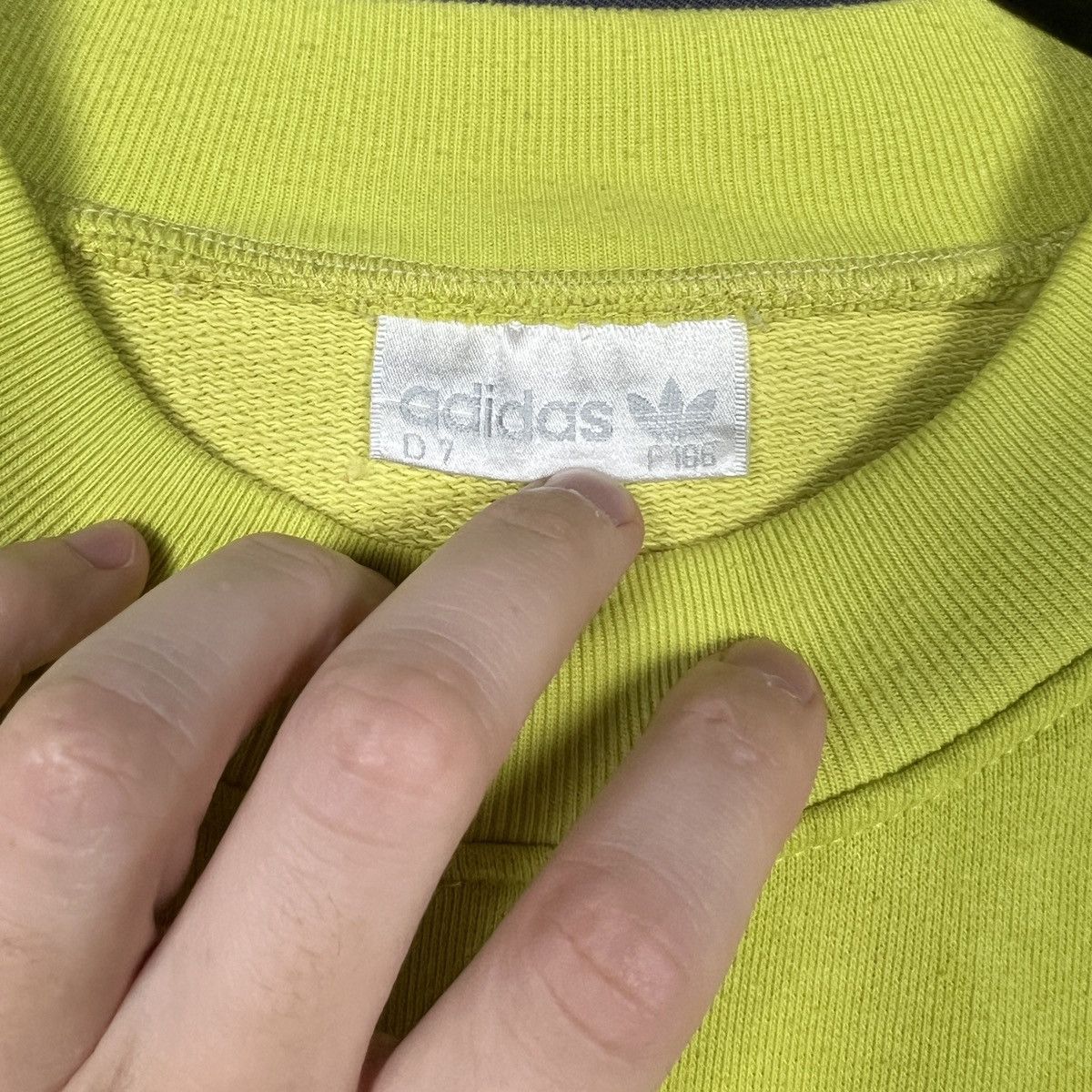 Adidas RARE Vintage Adidas Trefoil Spellout Sweatshirt Lime L Size US L / EU 52-54 / 3 - 5 Thumbnail