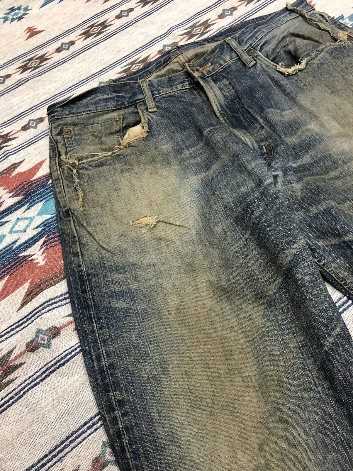 Edwin WIDE LEG RUSTY DAMAGED DISTRESSED SELVEDGE DENIM BY EDWIN Size US 38 / EU 54 - 2 Thumbnail
