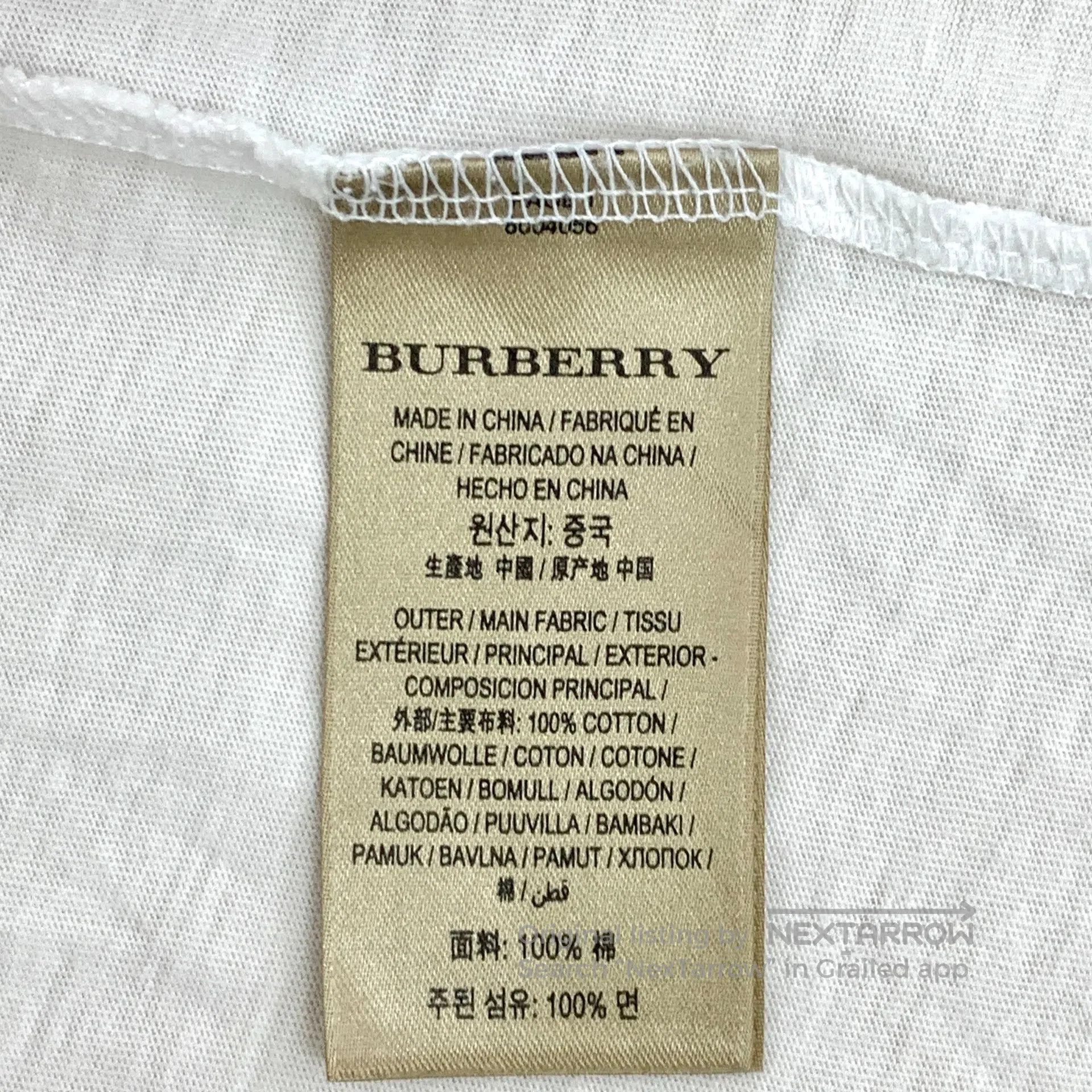 Burberry Burberry White Logo Embroidered Cotton Round Neck Short-sl Size US L / EU 52-54 / 3 - 5 Thumbnail