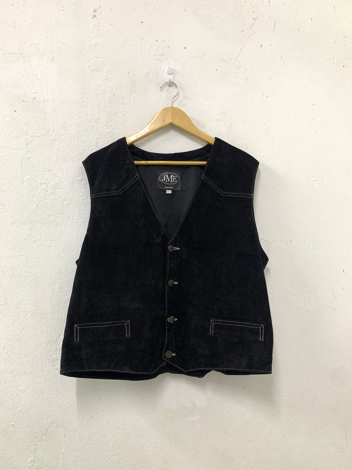 image of Jme Leather Suede Vest in Black, Men's (Size Large)