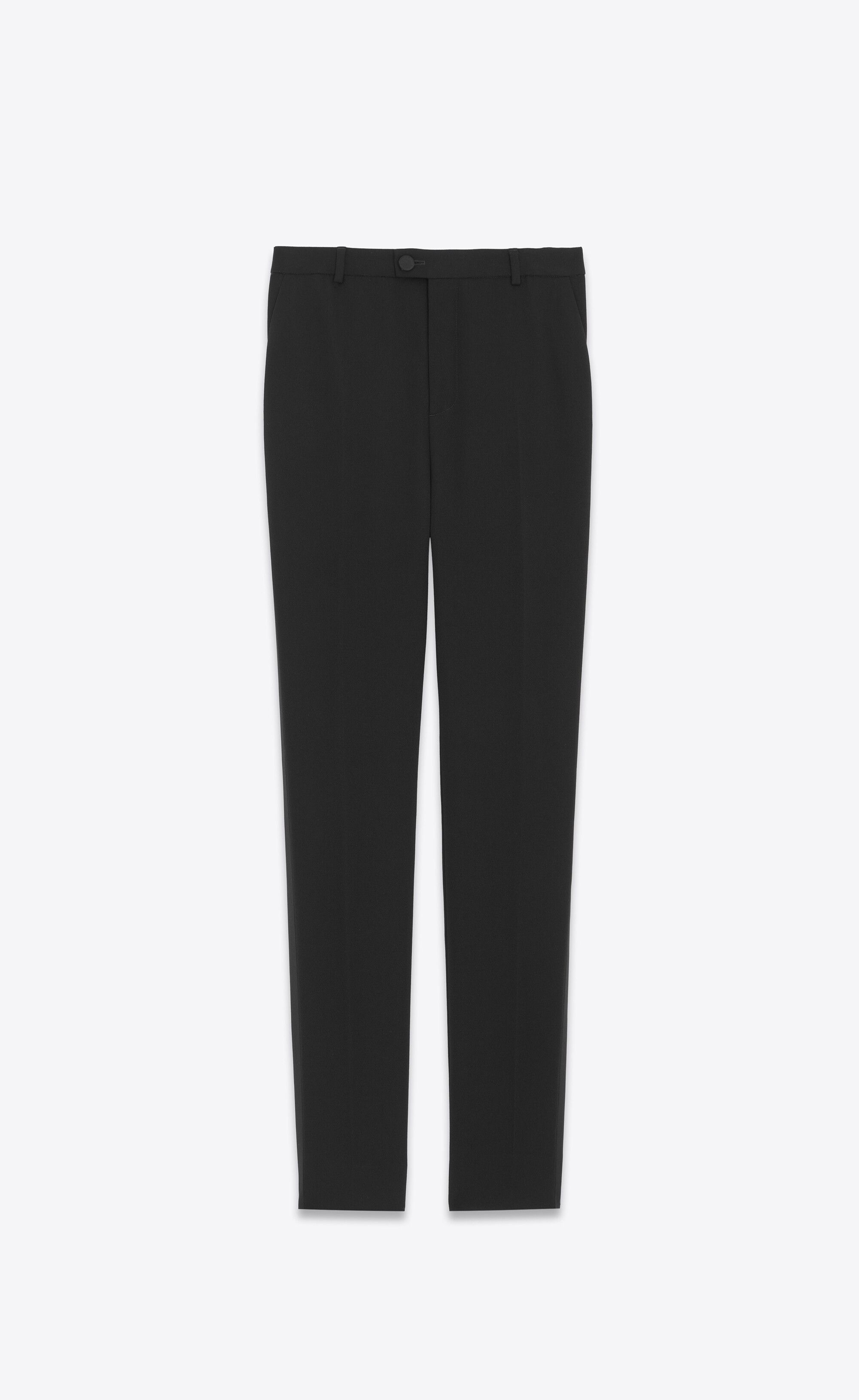 Saint Laurent Paris High-Waisted Tuxedo Pants in Grain de Poudre Size US 38 / EU 54 - 1 Preview