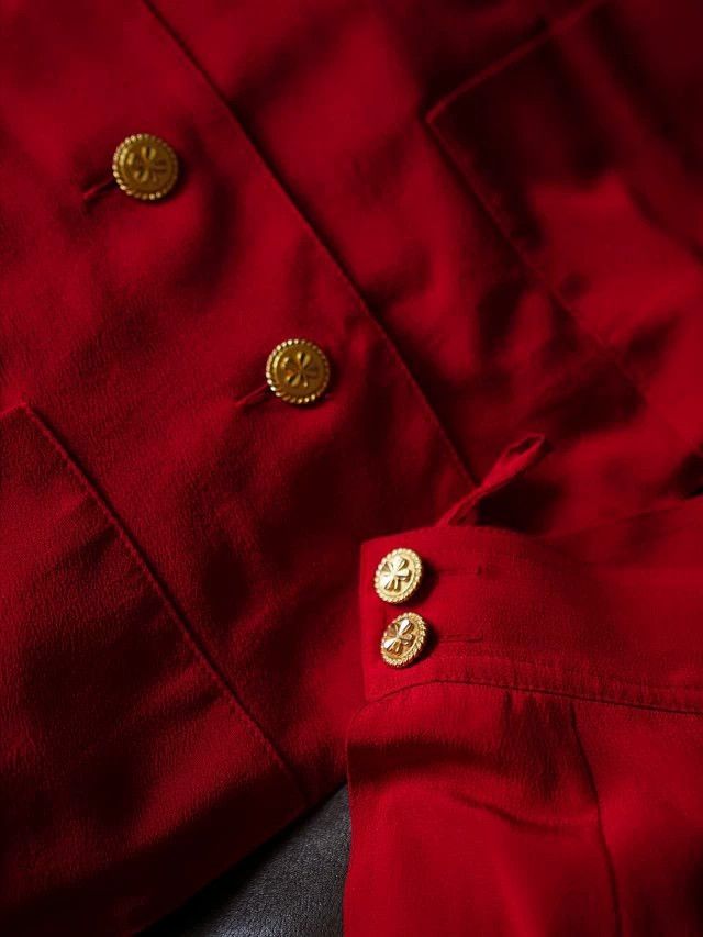 Chanel Chanel Vintage Wine Red Silk Wide Leg Set 38 Clover Buttons Size S / US 4 / IT 40 - 9 Thumbnail
