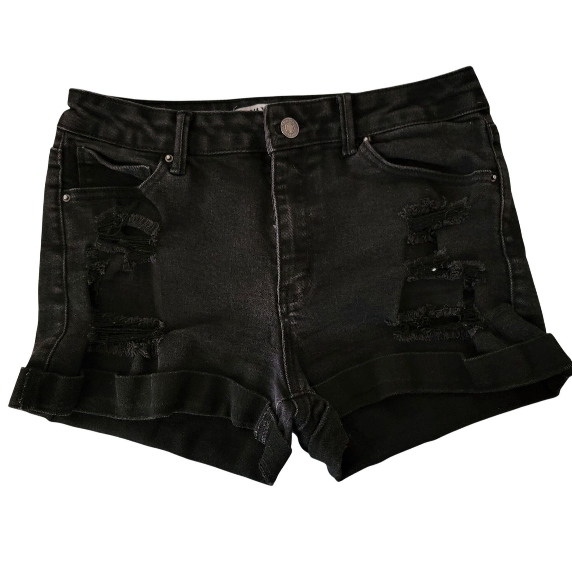 Other Wax Jean Collection Black Distressed Denim Shorts Size L Size 34" / US 12 / IT 48 - 1 Thumbnail