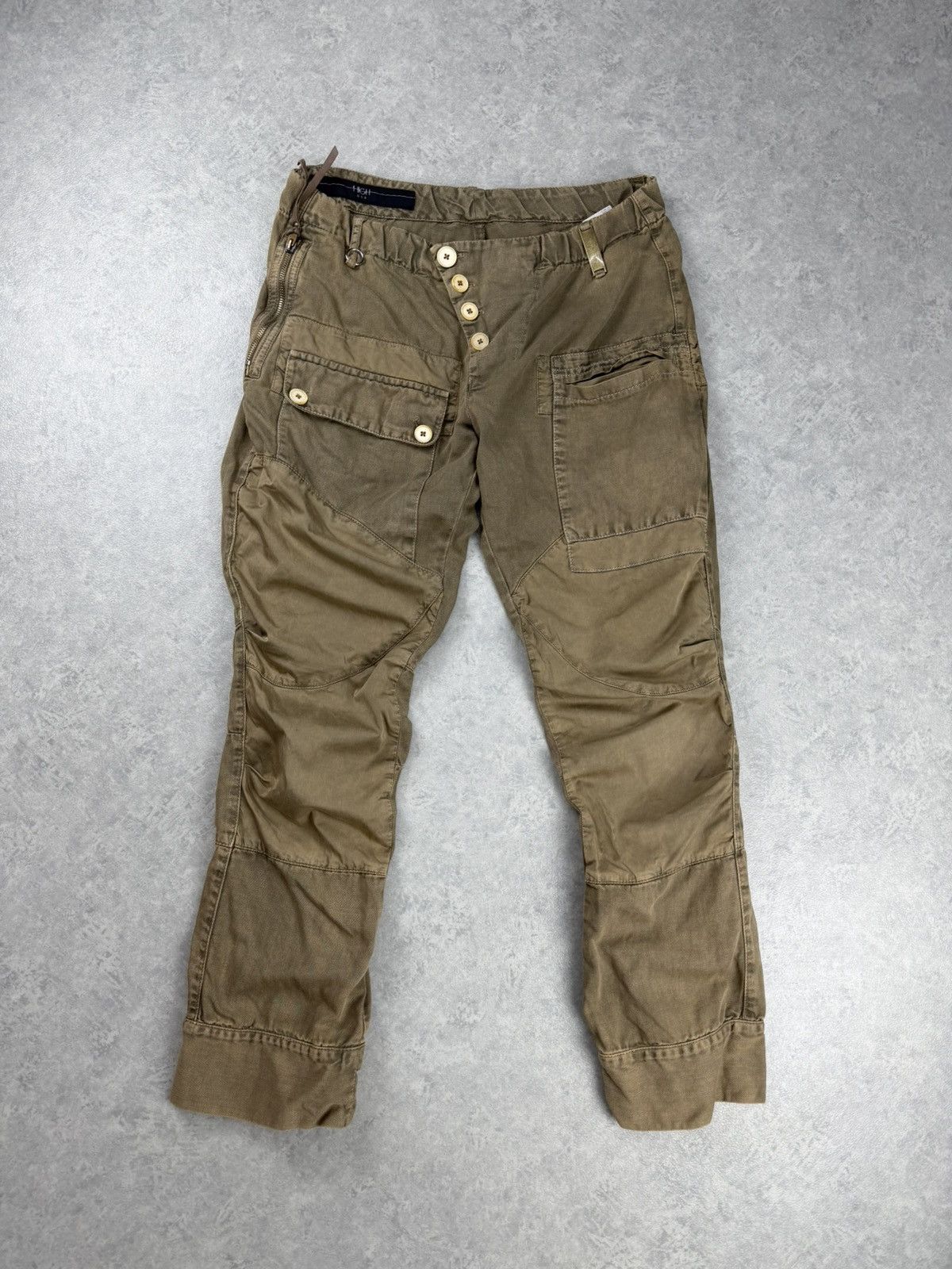 High Everyday Couture Cargo Pants Khaki Linen Blend IT42