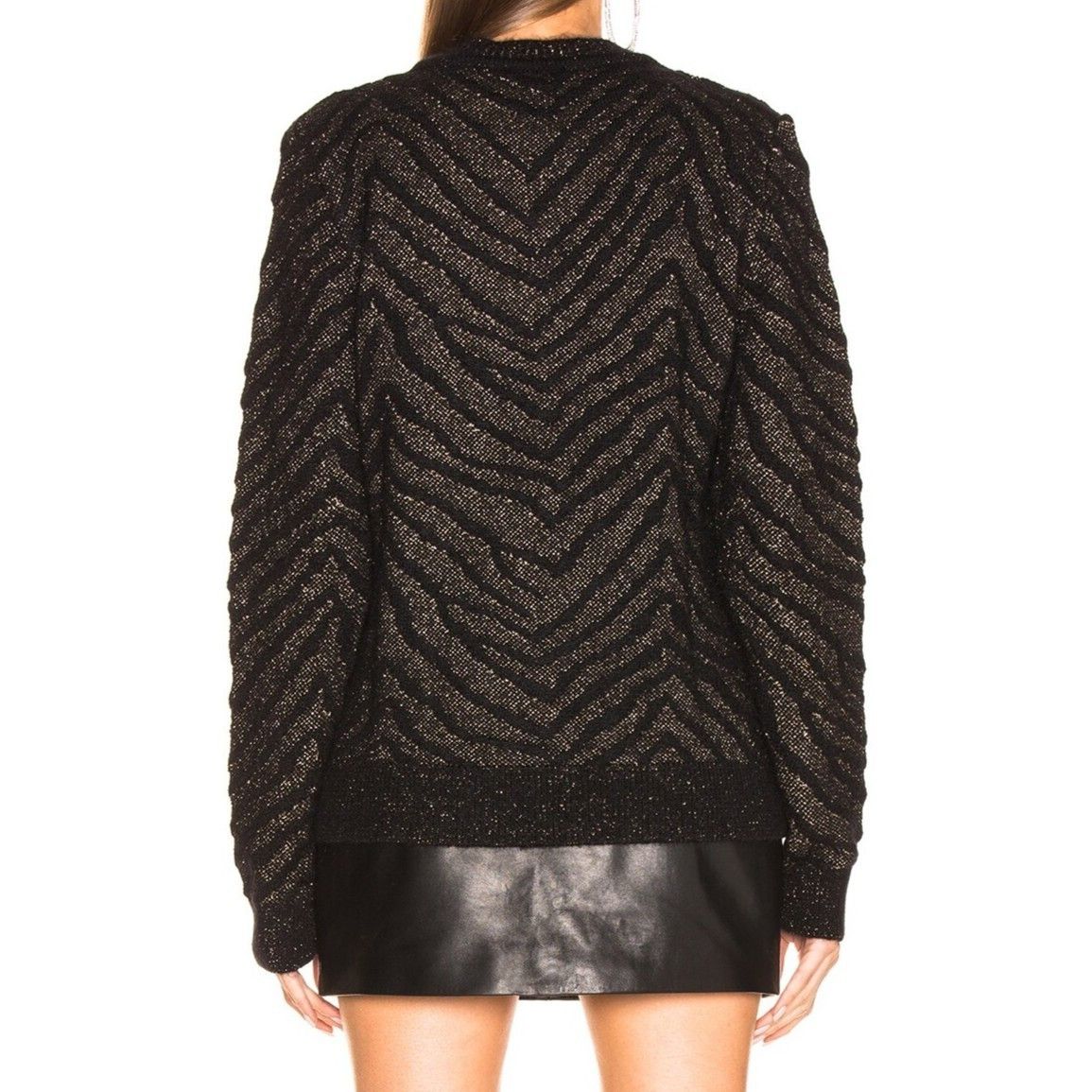 Saint Laurent Paris Zebra Print Lurex Mohair Black Sweater in size M NWT $1705 Size M / US 6-8 / IT 42-44 - 5 Thumbnail