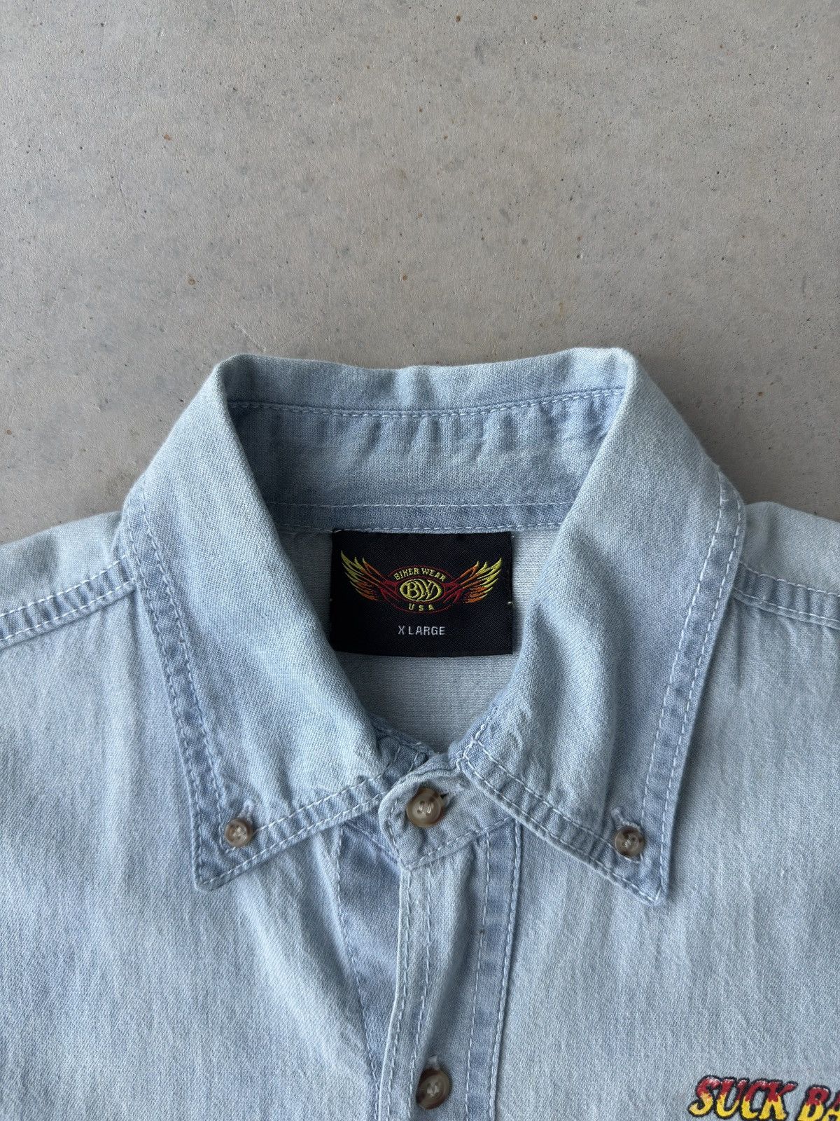 Vintage Vintage Y2K Suck Bang Blow Denim Biker Button up Cutoff Size US XL / EU 56 / 4 - 5 Thumbnail