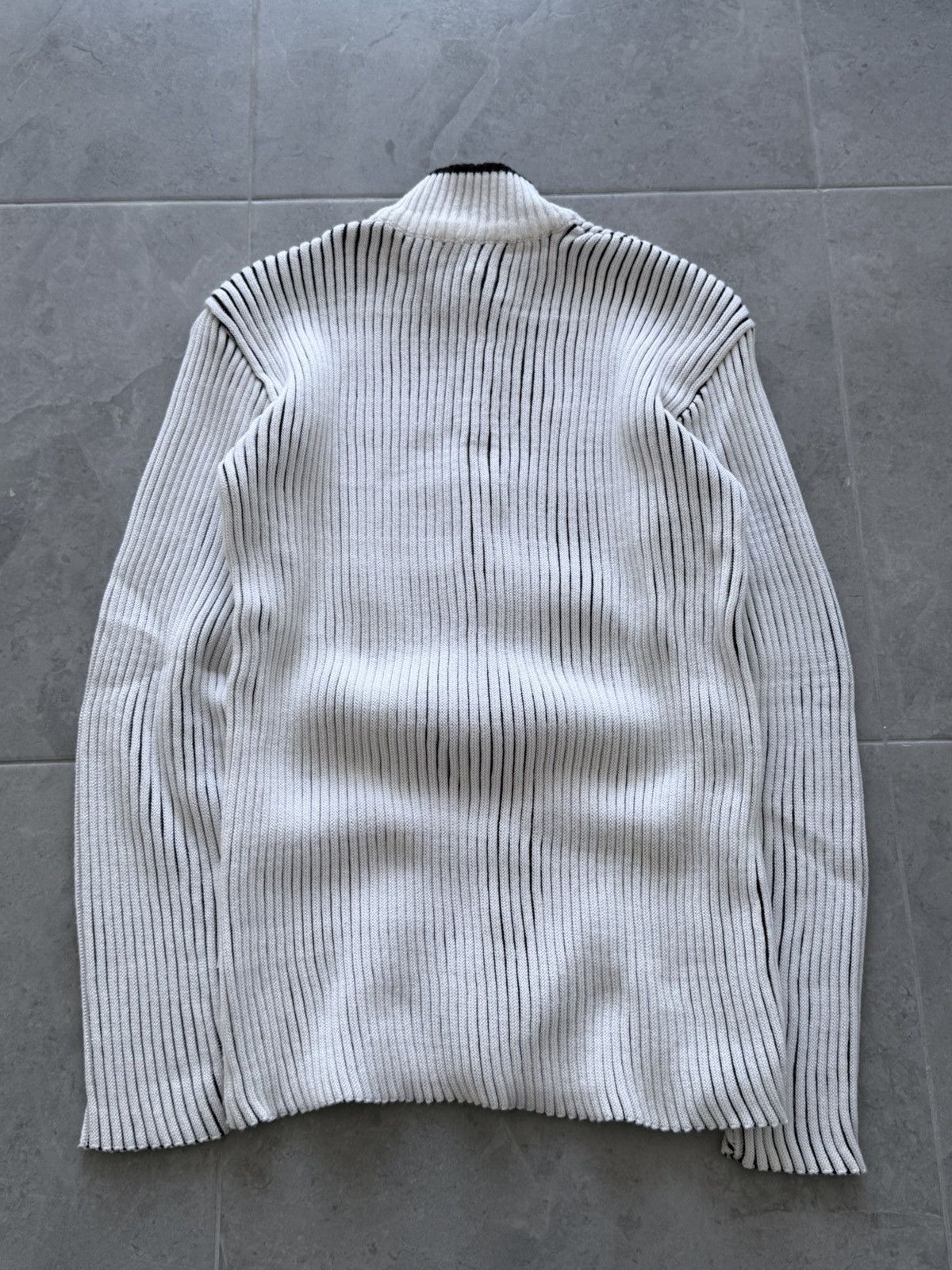 Emporio Armani 00s Vintage Avant Garde Emporio Armani Knit Zip Sweater Size US L / EU 52-54 / 3 - 5 Thumbnail