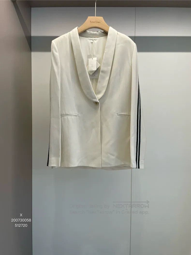 Brunello Cucinelli Brunello Cucinelli Off-white Viscose Fiber Beaded Blazer Size S / US 4 / IT 40 - 1 Thumbnail