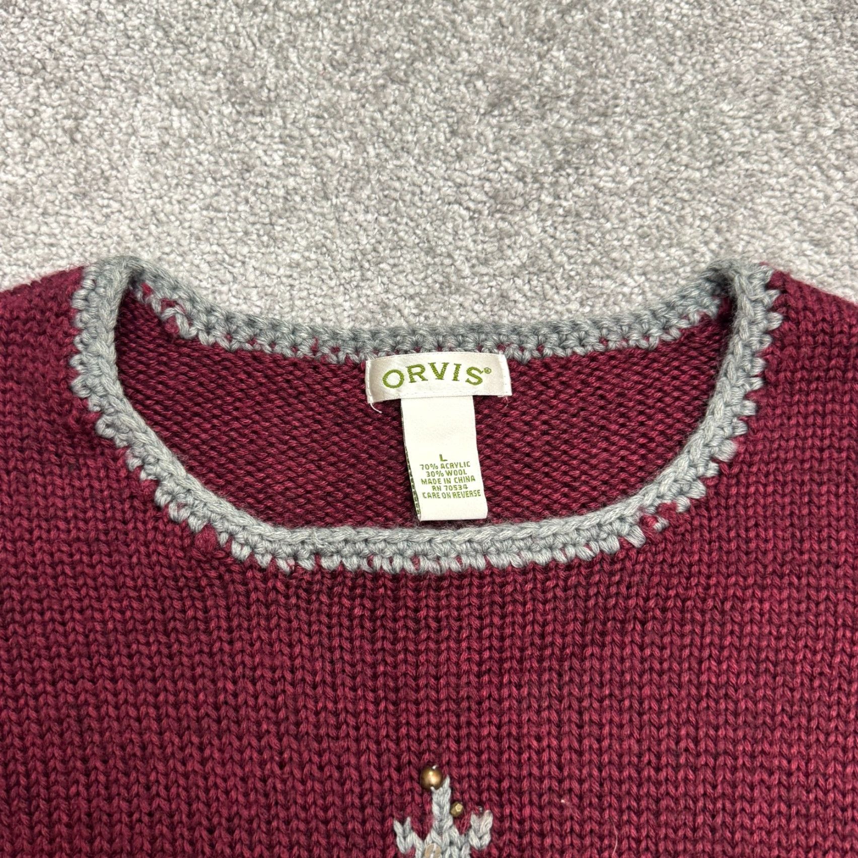 Orvis Vintage Orvis Wool Acrylic Pullover Sweater Women Large Red Holiday Christmas Fall Winter Size L / US 10 / IT 46 - 6 Thumbnail