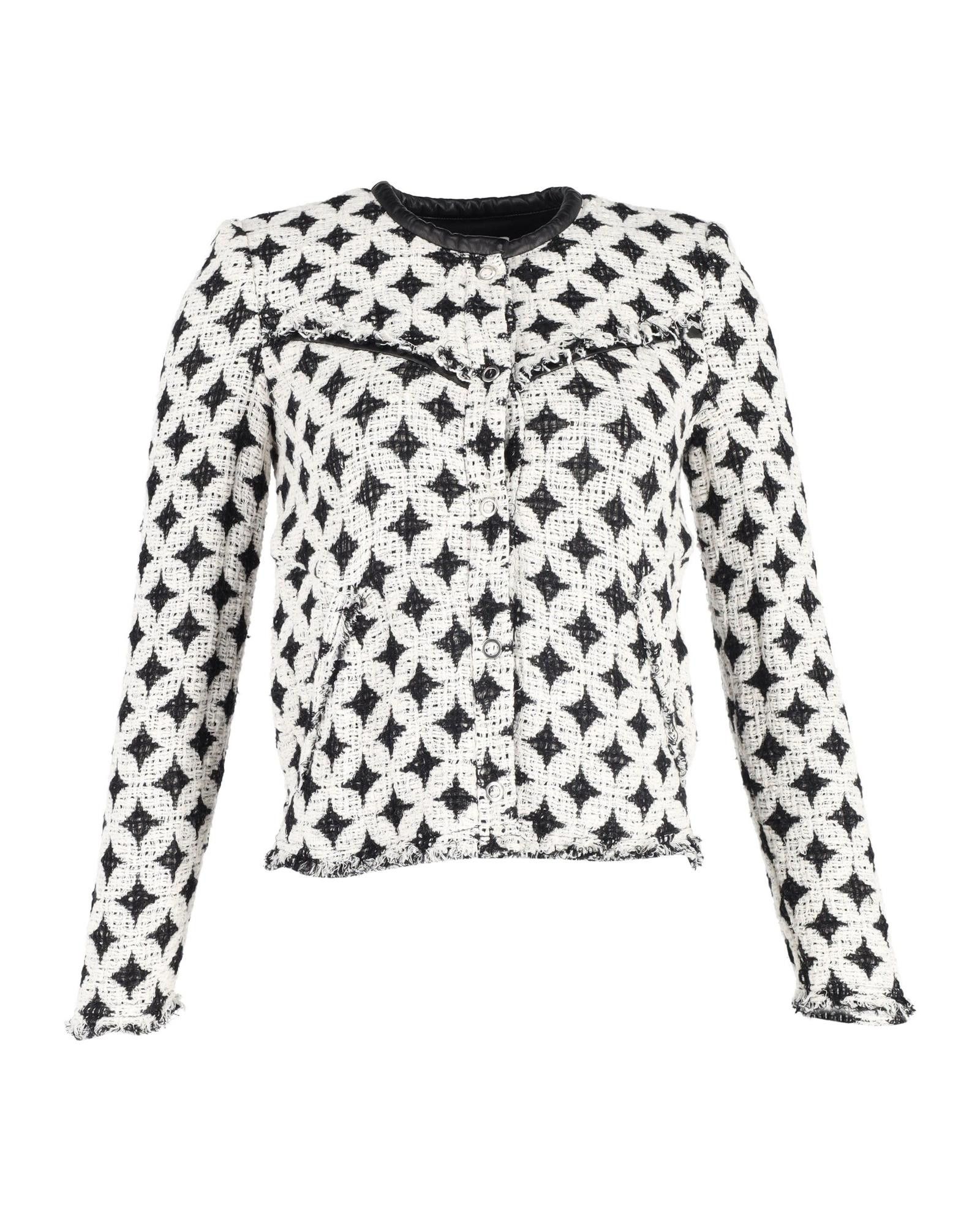 image of Iro Graphic Print Wool Evening Jacket in White, Women's (Size XS)