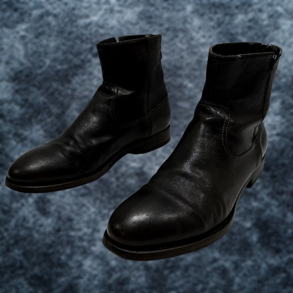 Project TWLV Flame Black Leather Ankle Boots... Size 42/US 9 Flame Black Suede Leather Zipper Boots – Project TWLV main image 4