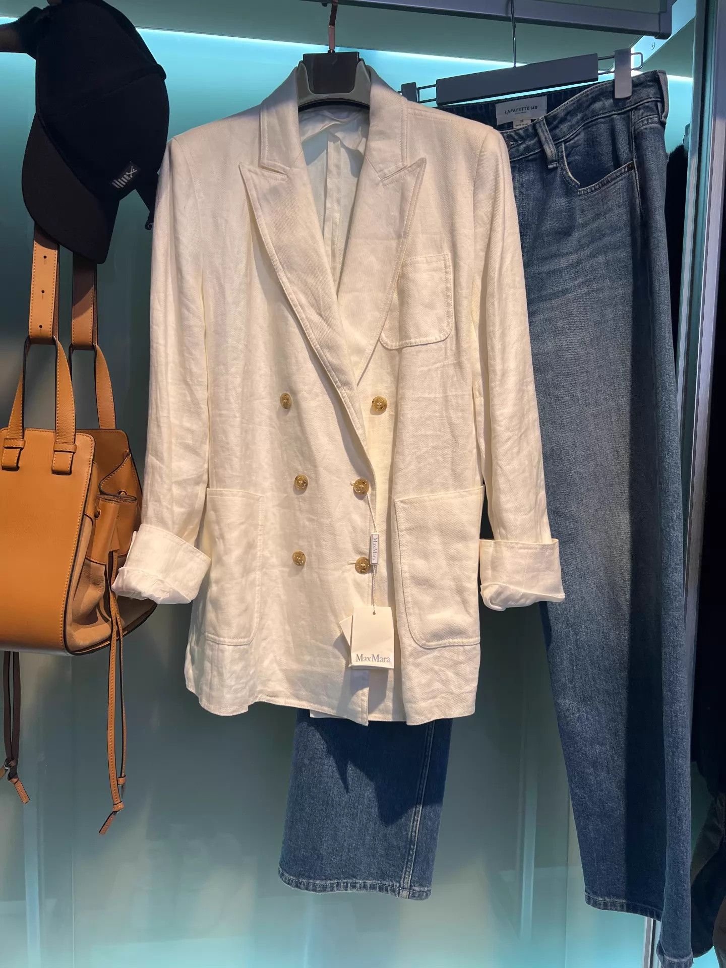Max Mara MaxMara White Linen Double-Breasted Suit Jacket 40 Size S / US 4 / IT 40 - 2 Thumbnail