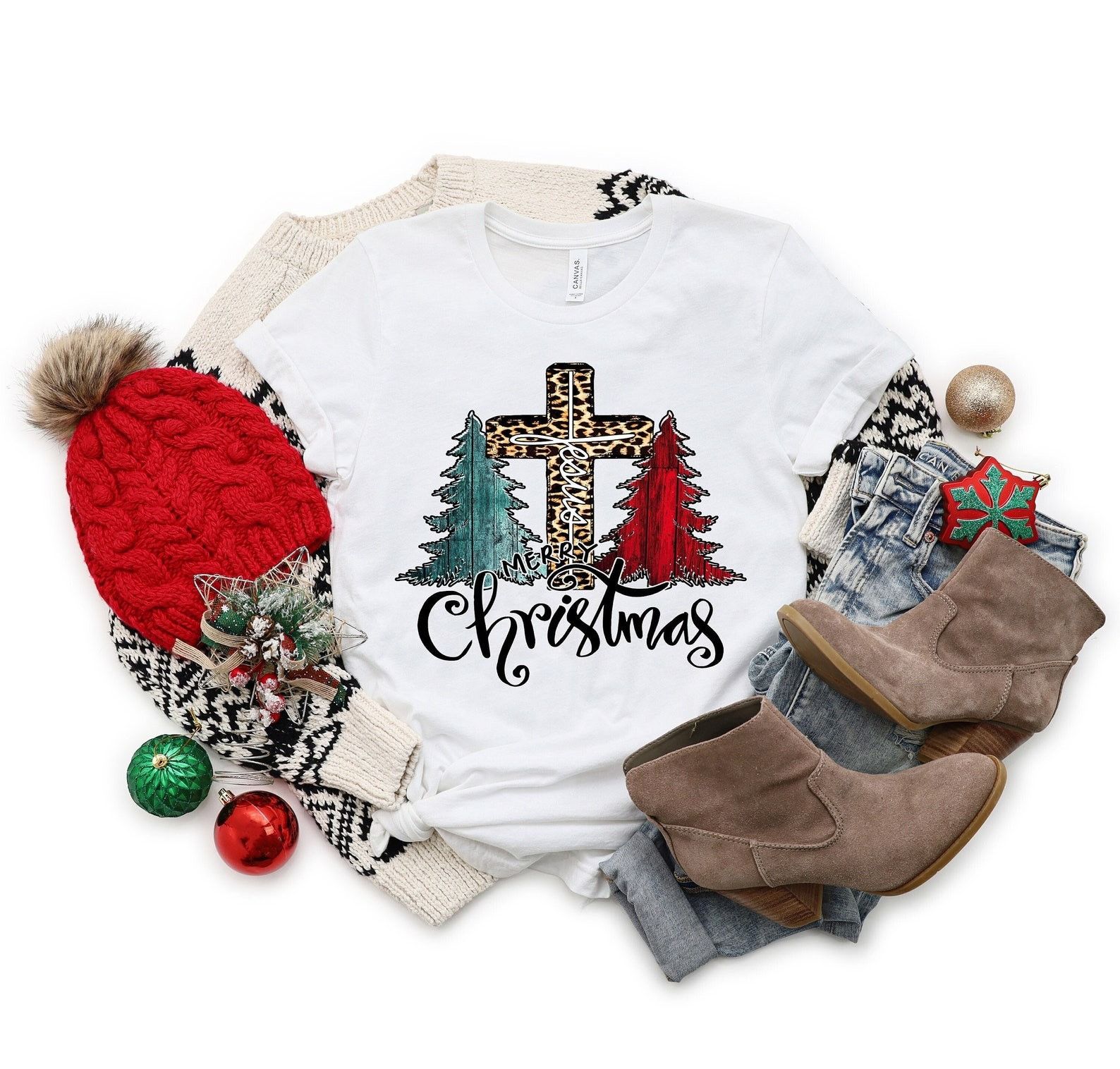 Designer × The Unbranded Brand Buffalo Plaid Christmas T-shirt, Merry Christmas Shirt Size XL / US 12-14 / IT 48-50 - 1 Thumbnail
