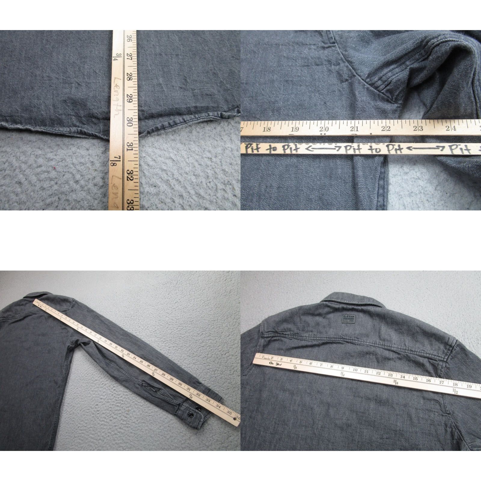 Vintage G-Star RAW Marine Slim Button-Up Shirt Mens Large Gray Long Sleeve Organic Cotton Size US L / EU 52-54 / 3 - 8 Thumbnail
