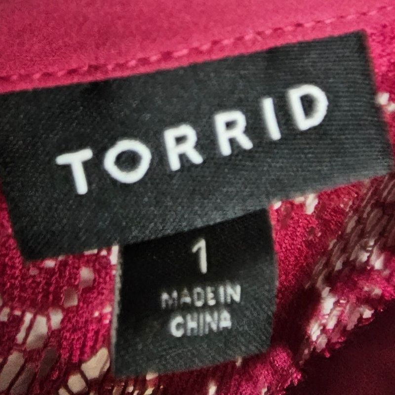 Torrid Torrid Women Burgundy Lace Detail Top Plus Size 1X Flutter Size XL / US 12-14 / IT 48-50 - 6 Thumbnail