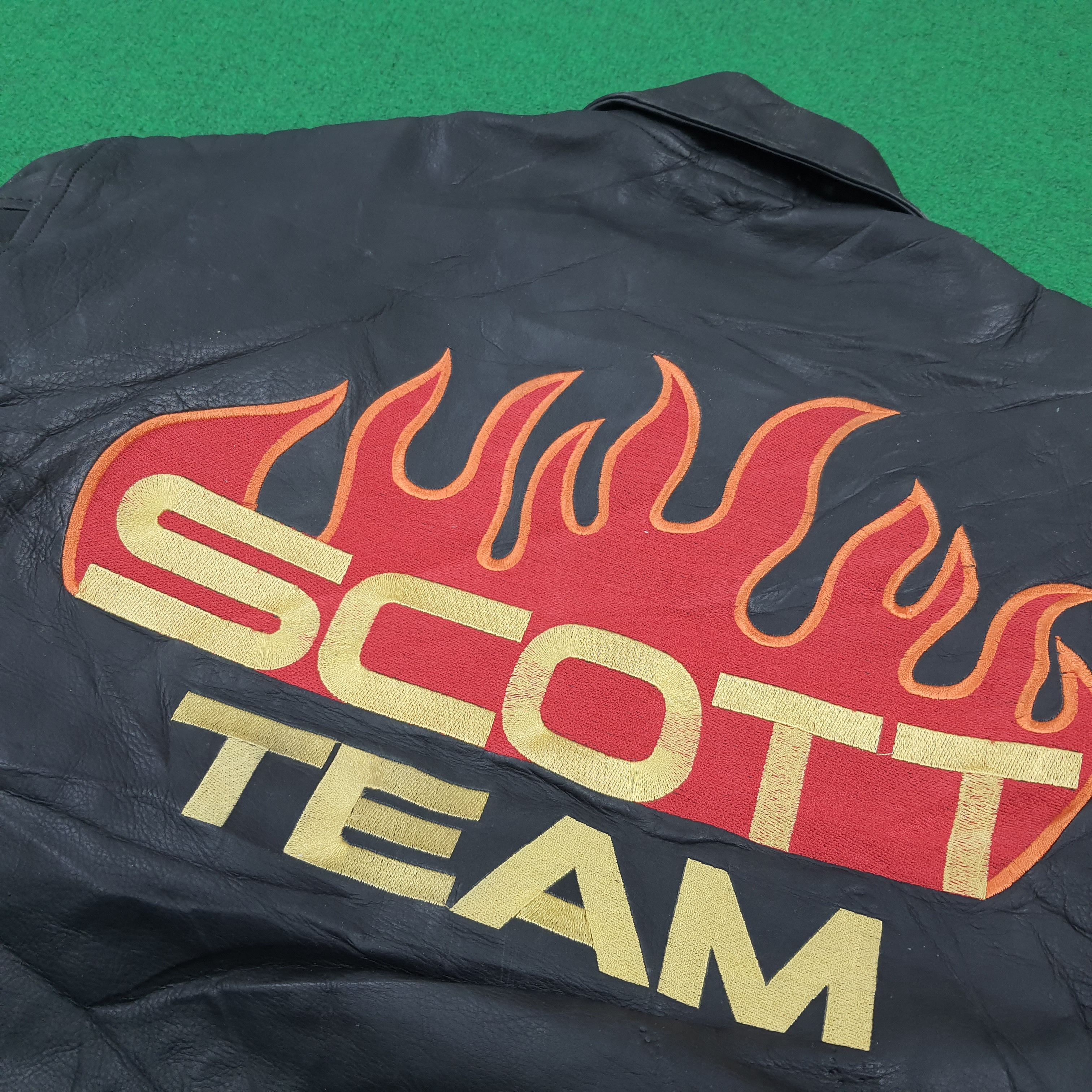 Vintage Vintage Scott Team Leather Jacket with Black Flames Size US L / EU 52-54 / 3 - 3 Thumbnail